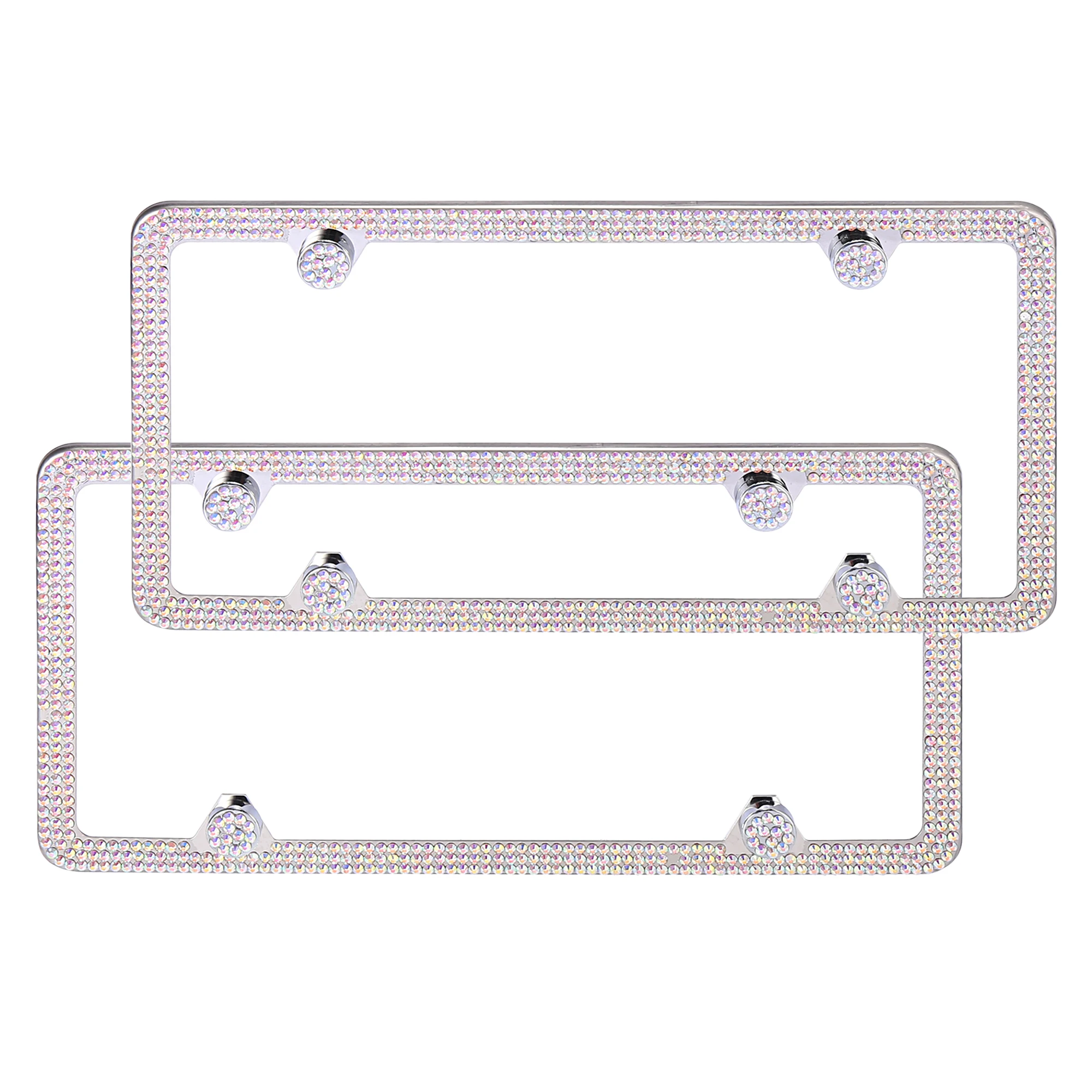 

Uxcell 2pcs 2 Holes 4Holes Car License Plate Frame Faux Bling Crystal Rhinestone Front Rear License Decoration Cover Holder