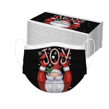 

50pc Face Mask Christmas Adult Universal Disposable Christmas Printed 3ply Nonwoven Mask Mouth Caps Disposable Mondkapjes Masque
