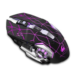 Rato de jogos sem fio recarregável x8 silencioso led backlit usb ergonômico óptico mouse gaming mice para computador portátil/pc