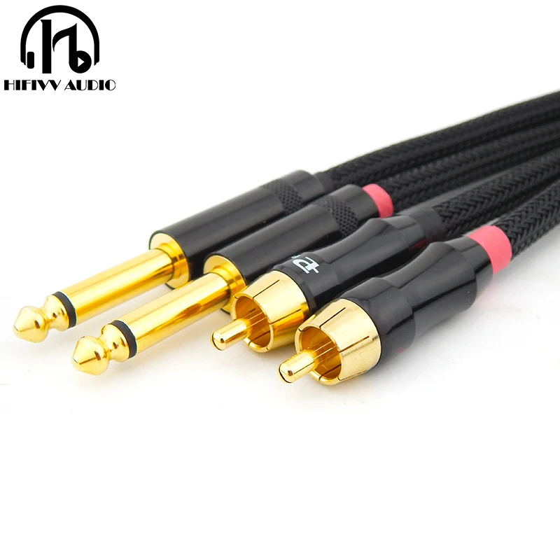Best Aux Cables 6.35mm Plug To Rca Audio Cable Amplifier Audio Signal