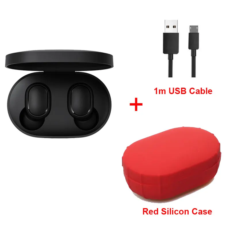 Xiaomi Redmi Airdots TWS Bluetooth 5,0 наушники сенсорные стерео с микрофоном Беспроводные спортивные наушники для Android и iOS - Цвет: Cable Red Case