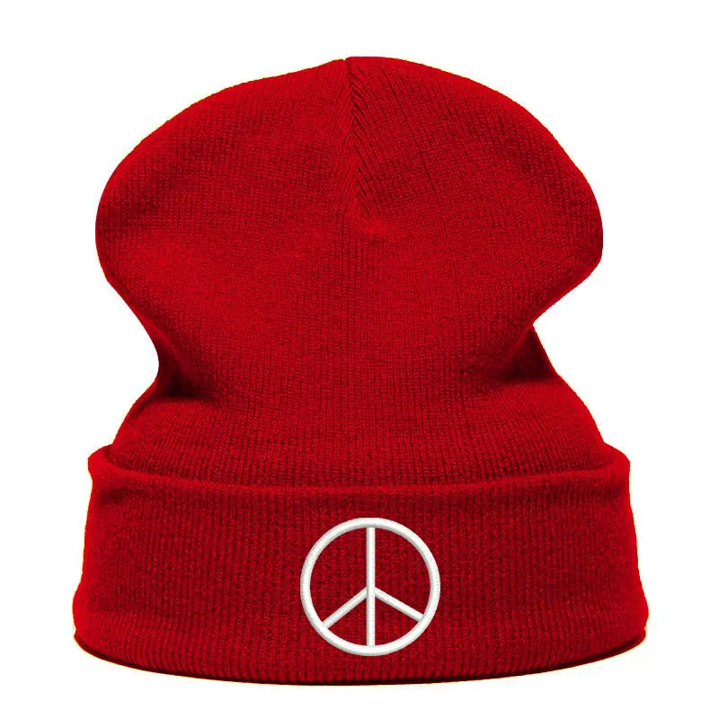 Beanie шляпа Skullie шапка, вязаная шапка-носок зима-осень вышивка в стиле панк Для мужчин Для женщин подростков уличных танцев забавные по заказу покупателя хип-хоп-знак мира