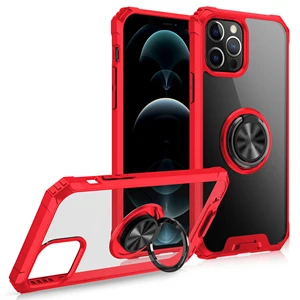 Image 1 - Coque arrière en acrylique transparente antichoc avec support de bague, pour iPhone 12 Mini 11 Pro Max SE 2020 7 8 Plus XR X Xs Max 