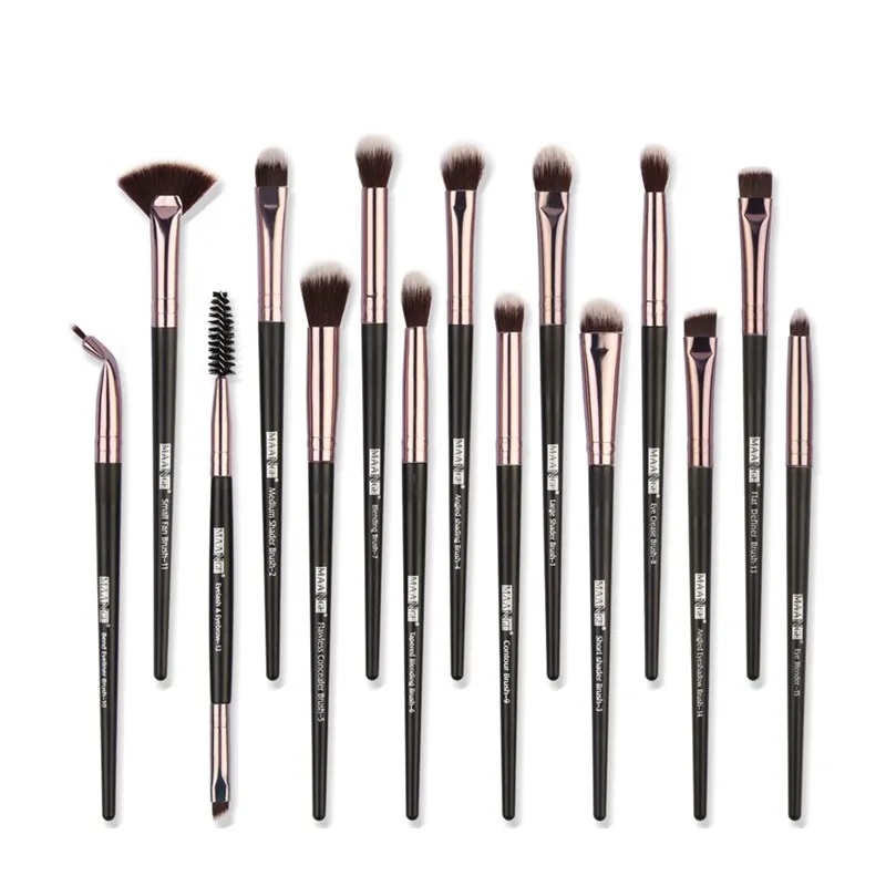 

15 Pieces Rose Gold Aluminum Ferrule Makeup Brush Set with Custom Logo Private Label/professional makeup brush set