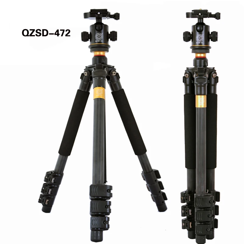 QZSD Q472 Professional Photographic Carbon Fiber Tripod With 36mm Ball Head For Digital DSLR Tripe Para Camera Stand