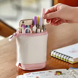 Fashion Pencil Case Simple Retractable Corduroy School Supplies Bag Girl Students Cute Pencil Pouch