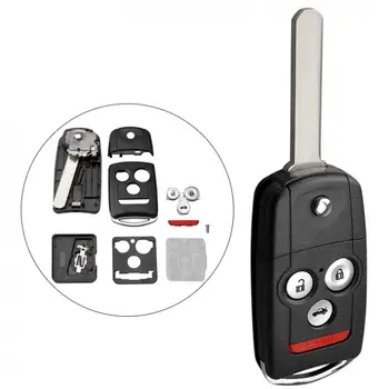 

4 Buttons Car Key Fob Case Shell Replacement Flip Folding Panic Button Remote Cover with HON66 Blade Fit for For-Acura