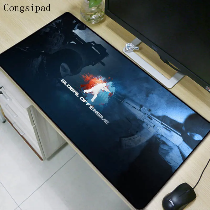 400x900x3mm Csgo боевой пистолет логотип большой размер Коврик для мыши компьютер ПК Противоскользящий резиновый коврик для клавиатуры Настольный коврик для мыши Коврик для дома подарки - Цвет: 400x900x3mm