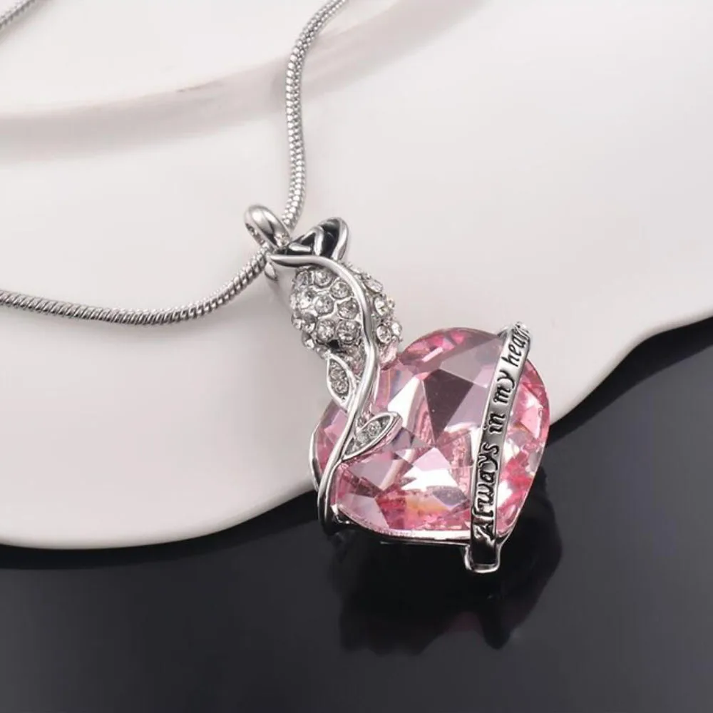 Collier avec pendentif en forme de cœur de Rose pour femme et homme, en  cristal, de haute qualité, en forme de cendrillon, souvenir commémoratif,  meilleur cadeau | AliExpress