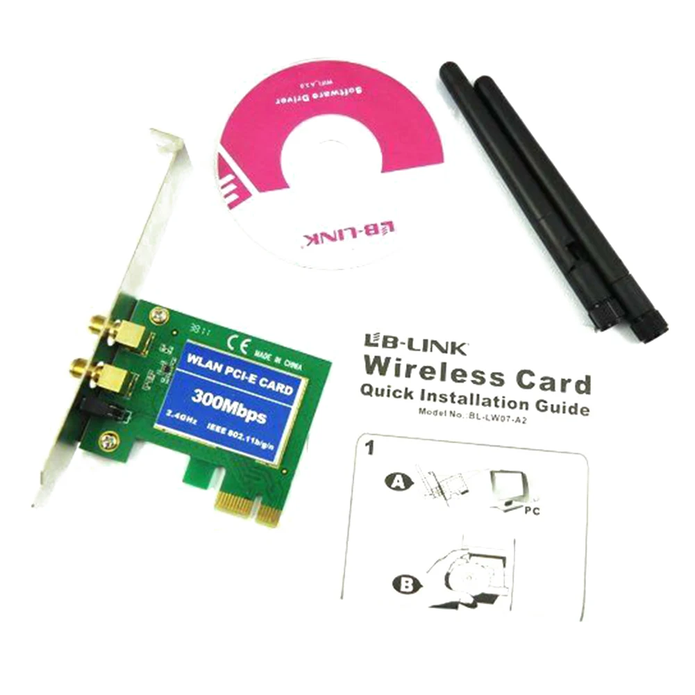 WLAN для ноутбука Удобная PCI-e настольная беспроводная карта Wi-Fi быстрая 300 Мбит/с внутренняя высокая совместимость аксессуары с антеннами