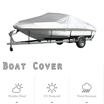 

Boat Cover Yacht Outdoor Protection Waterproof Reflective 300D Oxford Fabric 11-22ft for V-HULL Runabouts and Bass Boats