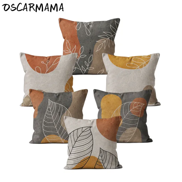 Modern Nordic Grey Plant Tropical Leaves Classic Pastoral Cushion Cover Cojine 4045 Kussenhoes 50 Throw Pillow Case Spring Decor