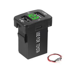 Новинка автомобильное зарядное устройство с двойным USB QC 12-24 в вольтметр Светодиодные Автомобильные аксессуары адаптер питания для Toyota Быстрая зарядка для телефона Новинка автомобильное зарядное устройство с двойным USB QC 12-24 в вольтметр Светодиодные Автомобильные аксессуары адаптер питания для Toyota Быстрая зарядка для телефона