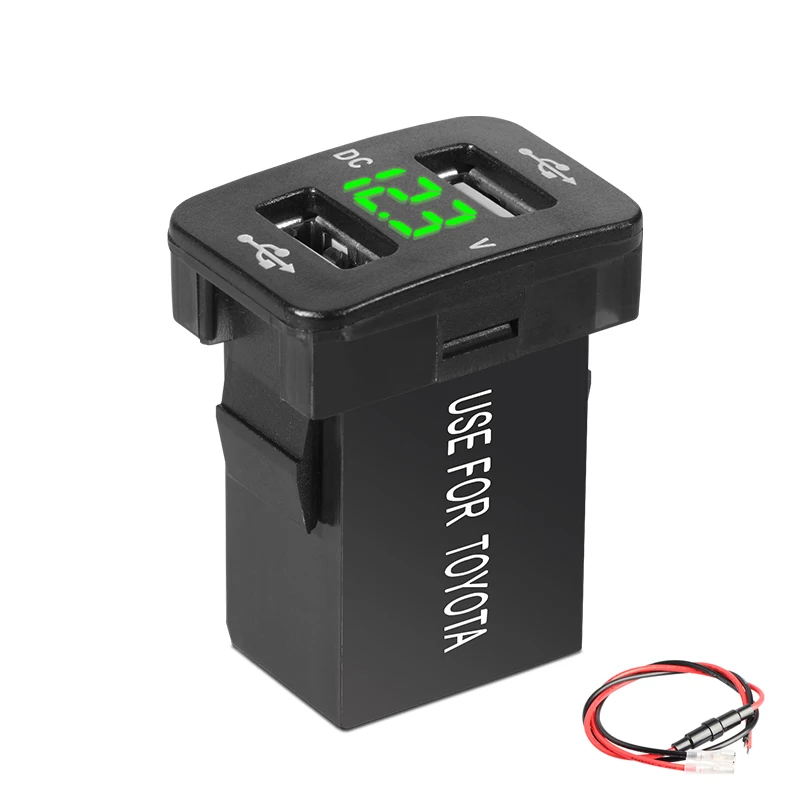 Neue Dual USB Auto Buchse Ladegerät 12-24V Voltmeter LED USB Auto Zubehör Power Adapter Für Toyota Schnell gebühr Für Handy