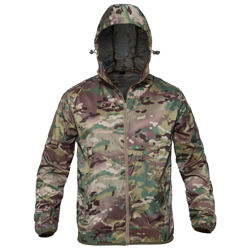 

Summer Outdoor Traveling Camping Sun Protective Clothing Hooded UPF Tactical Multicam Black Jacket(SKU051347)