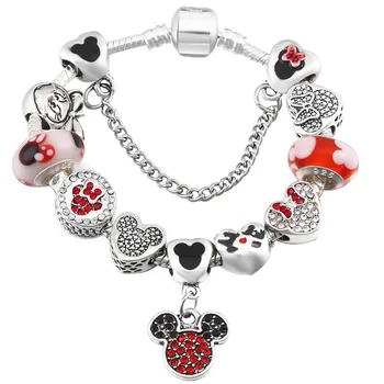 

ATTRACTTO Silver Mickey Minnie Bracelets&Bangles For Women Jewelry Crystal Handmade Bracelet Charm Friendship Bracelet SBR190380