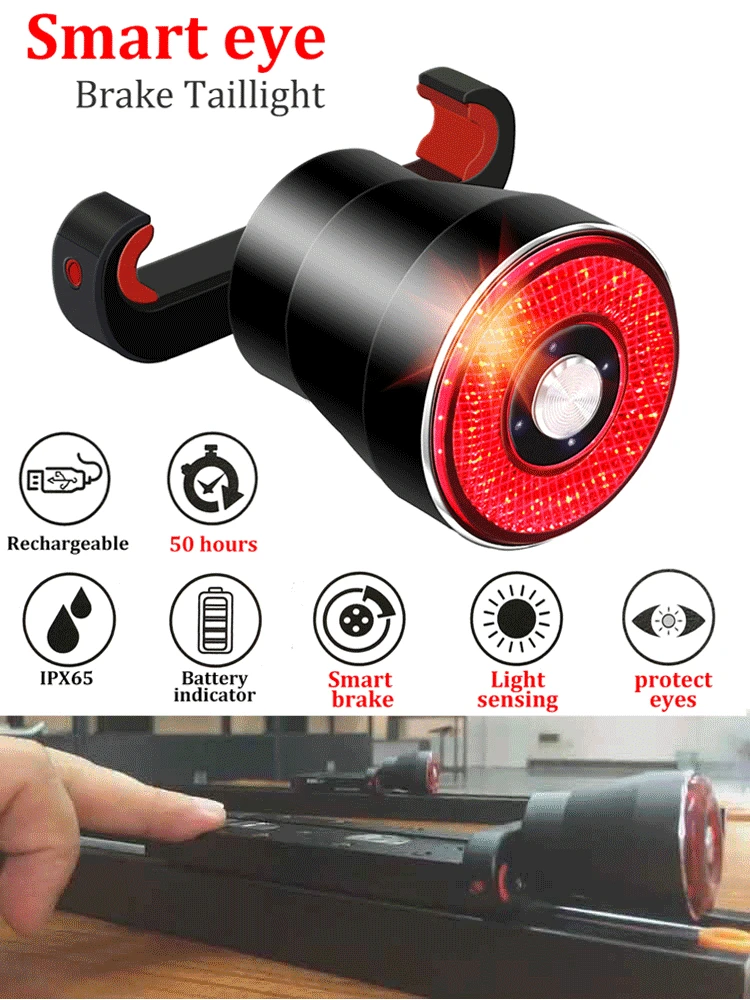Bicycle Smart Brake Sensing Light 22 LED Auto Start/Stop Induction Bike Light Waterproof Charging Taillight Cycling Accessories