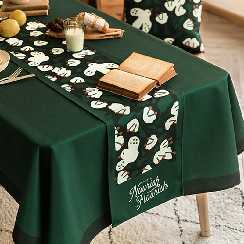 

Green Graffiti Table Runner White Printing Modern Upscale Runners Table Tablecloth Home Decorative Bed Runner Dining Table Cloth