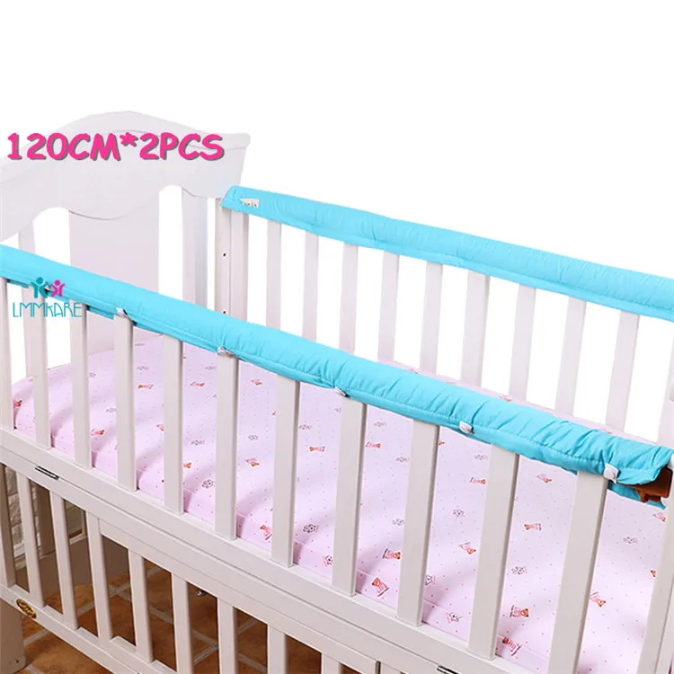 Blue 120cm Хлопковый плотный бампер для детской кроватки, защитные полосы для кроватки новорожденных, защитные накладки для новорожденных, защитные накладки на рельсы, 2 шт - Цвет: Blue 120cm