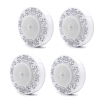 

4x Warm White Lighting LED Lamp Motion PIR Sensor Night Light Security LED Cabinet Lamp Kitchen Stairs