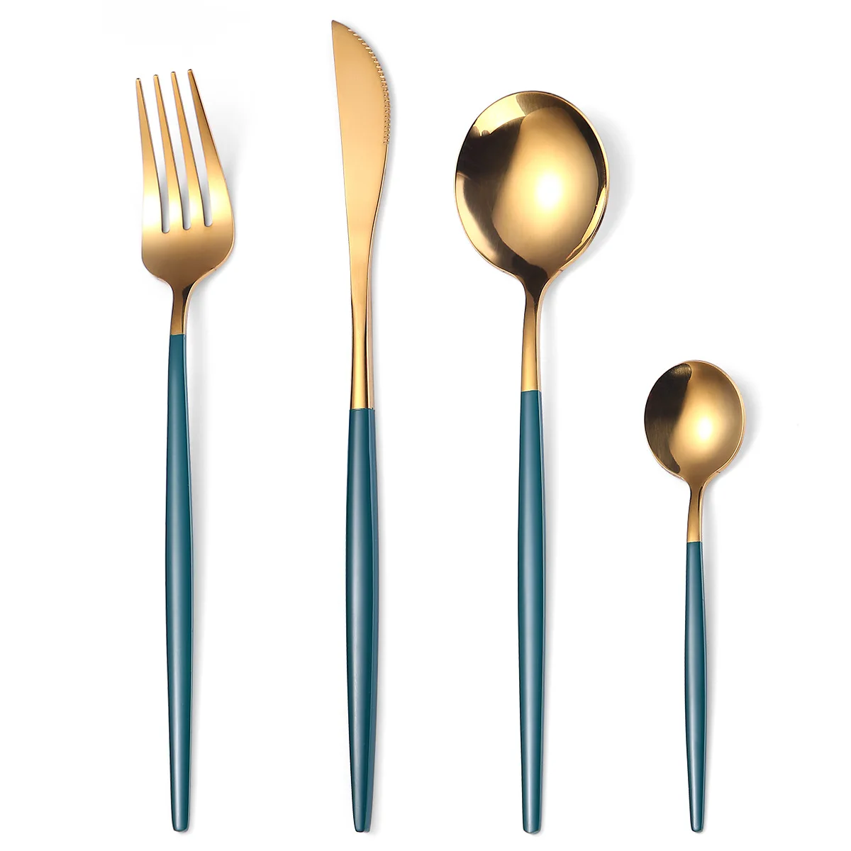 24Pcs/Set Black Gold Cutlery Set Upscale Home Tableware Set 304 Stainless Steel Dinnerware Set Knife Fork Spoon Dinner Service