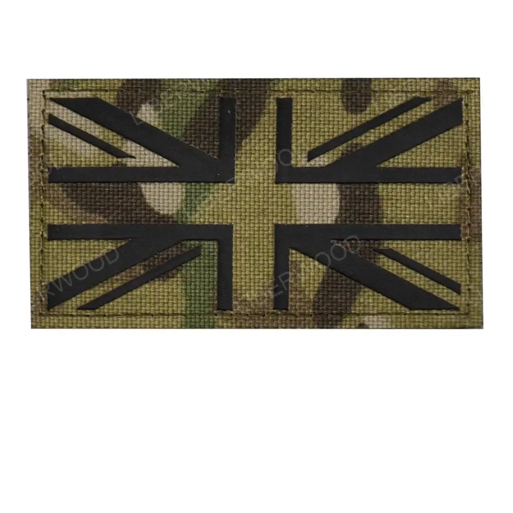 UK FLAG 9 x 5cm CP Мультикам Флаг патч США Франция Испания Америка Канада Мексика AU NL Юнион Джек ИК инфракрасный военный боевой дух Светоотражающие нашивки значки - Color: UK FLAG 9 x 5cm CP