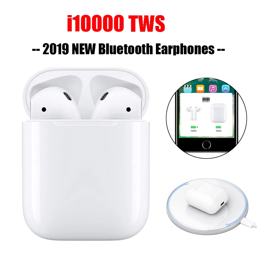 

i10000 TWS Bluetooth Earphone Wireless Charging Headset Touch Control Earbuds tws i10000 1:1 Open Lid Pop Up Real Capacity