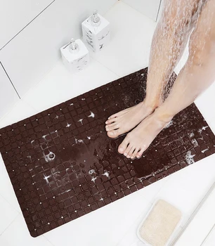 

1pc Modern Simple Plaid Bathroom Anti-slip Mat Shower Room Comfortable Floor Mat Easy To Clean Bathroom Carpet With Suction Cup