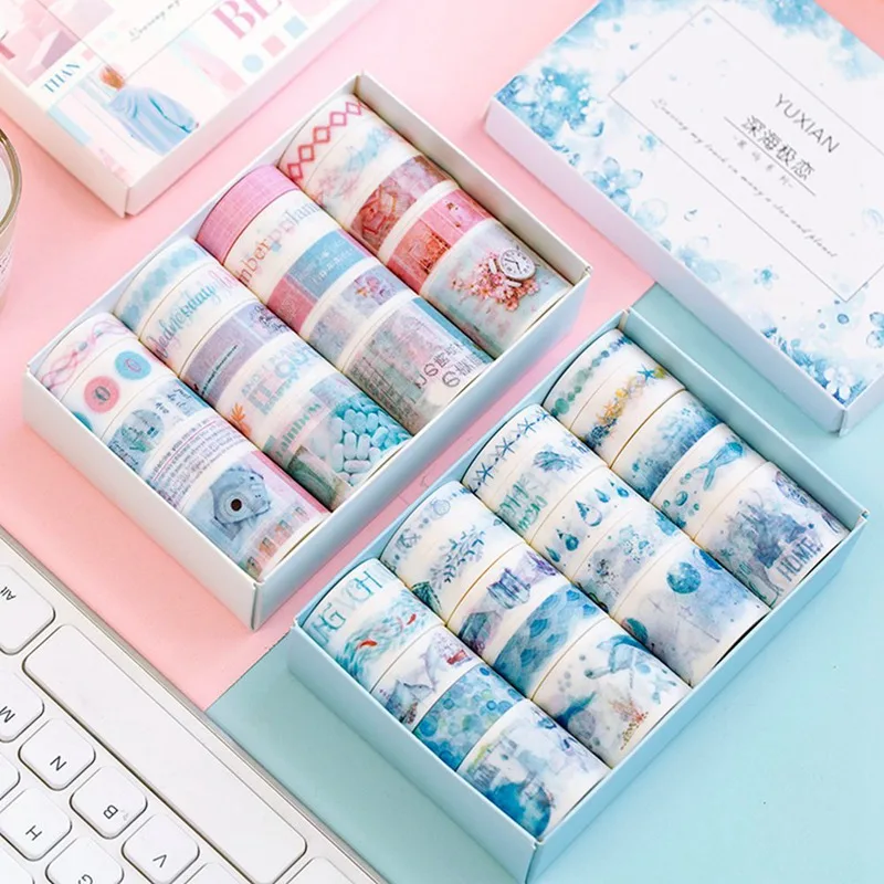 

20Pcs/Set Cute Cartoon Printed Floral Paper Masking Washi Tape Set Scrapbooking DIY Decoration Adhesive Tapes