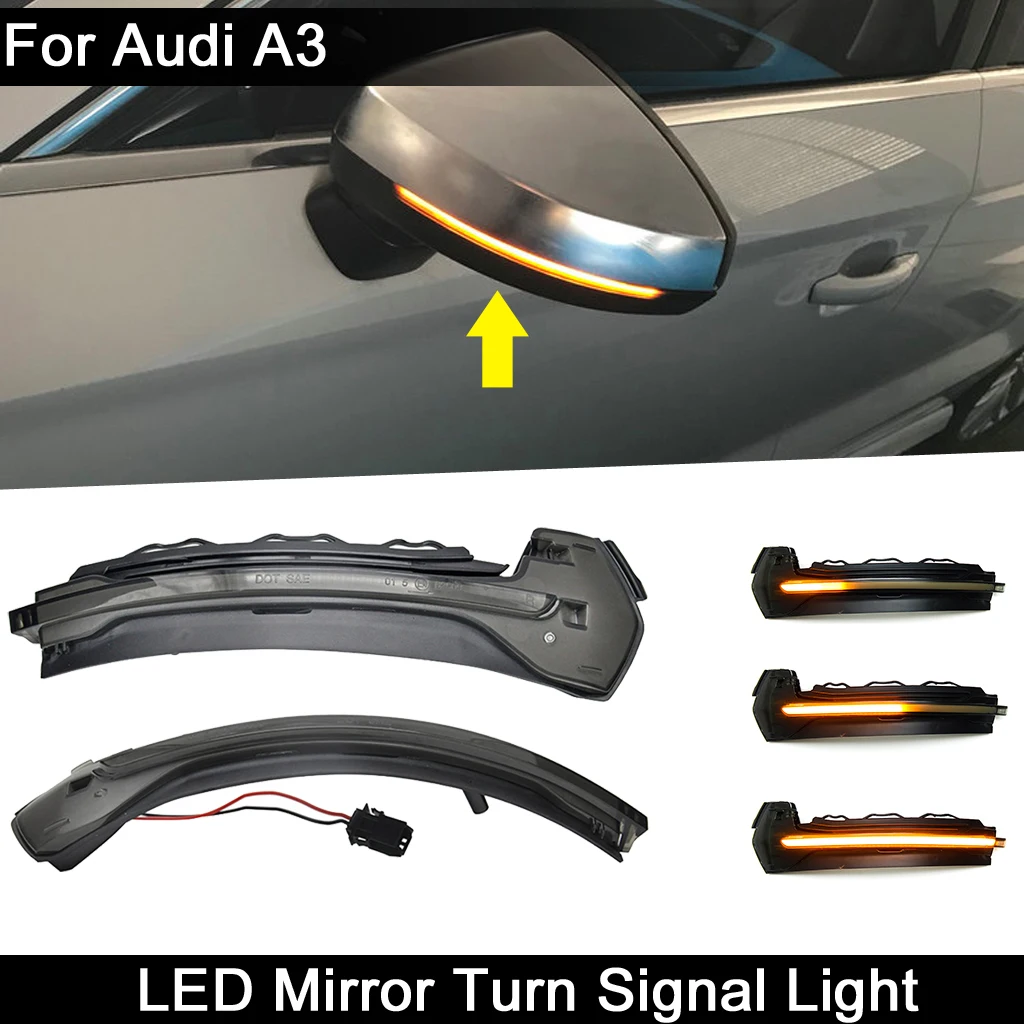 

2 предмета в комплекте, для Audi A3 8V 2013 2014 2015 2016 2017 2018 светодиодный сбоку Зеркало заднего вида светильник динамический желтый сигнал поворота индикаторная лампа