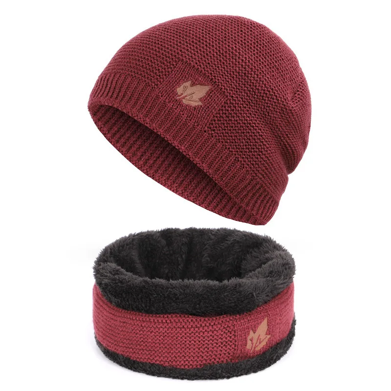 Высококачественная Мужская и женская хлопковая шапка, шарф, комплект, зимняя бархатная теплая вязаная шляпа, шарф, 2 комплекта лыжной шапки для папы на зиму, теплый, для женщин в горошек