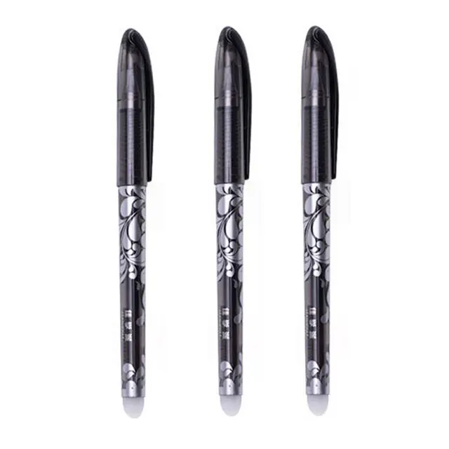 Erasable Pen Set 0.5mm Needle Bullet Tip Gel Ink Pens Refills Rods write erase Washable Handle for School Office Supplies 3Pcs Black pen B