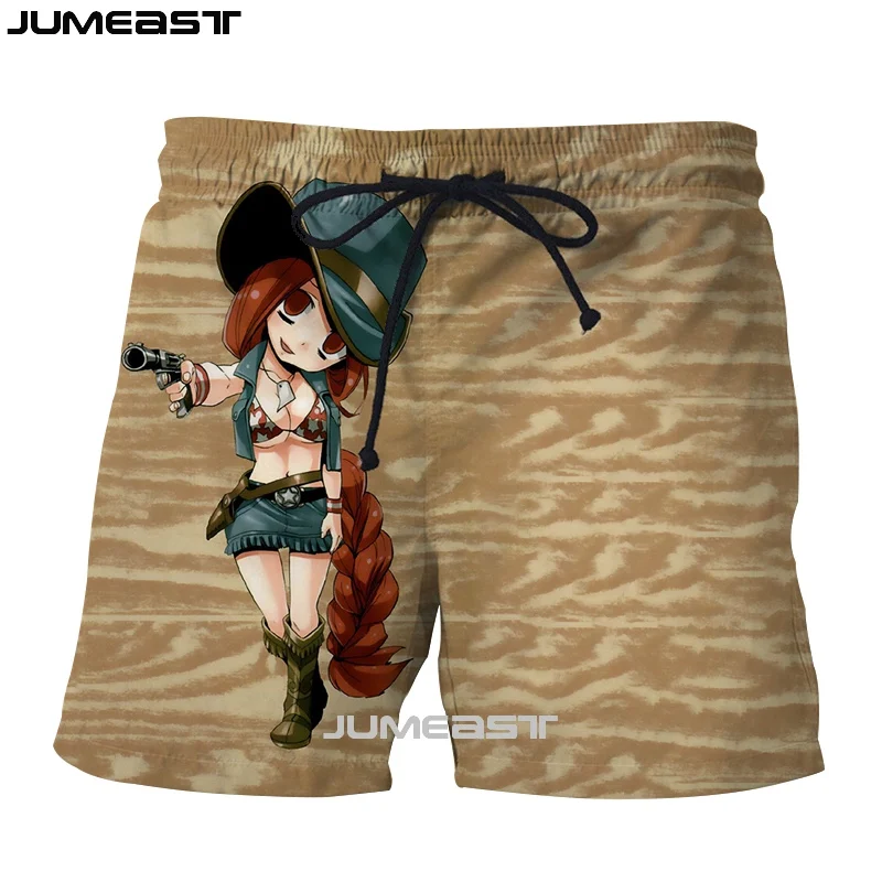 Jumeast Men Women 3D Anime Fairy Tail Oversized Streetwear Board Shorts Fashion Summer Beach Casual Sweatpants Short Pants | Мужская