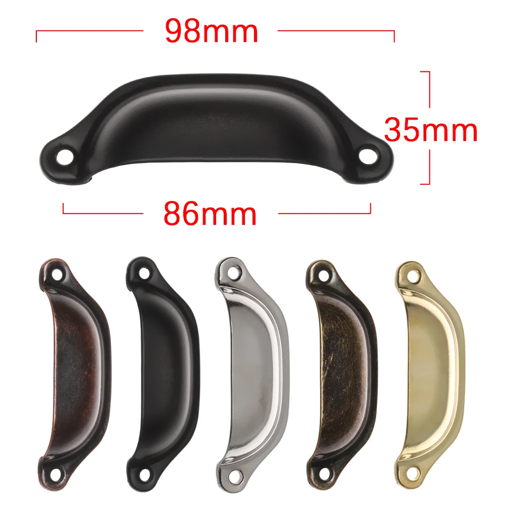 2PCS Antique Brass Shell Pull Handles Retro Iron Wardrobe Door 98MM Furniture Hardware Fittings Kitchen Drawer Knobs Cabinet furniture handles kitchen door handles