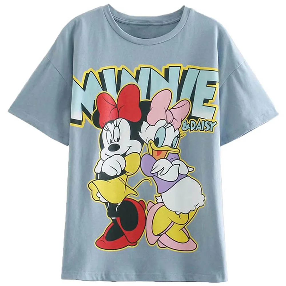 Disney Family T-Shirt Fashion Winnie the Pooh Mickey Mouse Stitch Fairy Dumbo SIMBA Cartoon Print Women T-Shirt Cotton Tee Tops