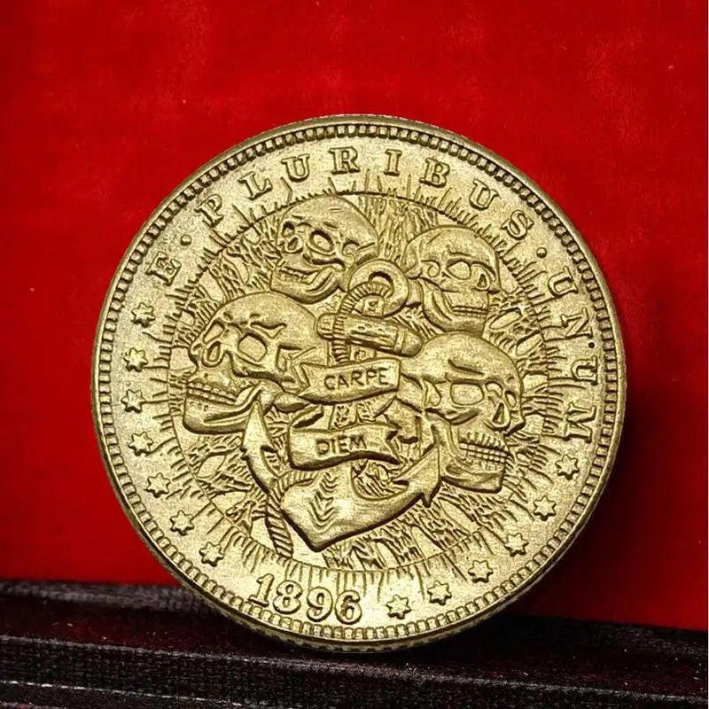 

Simulation Memorial Coin Collection Gift Scoin Small Gold Coin Four Skulls Pirate Pattern Sdo Old Gold Memorial Coin Copy