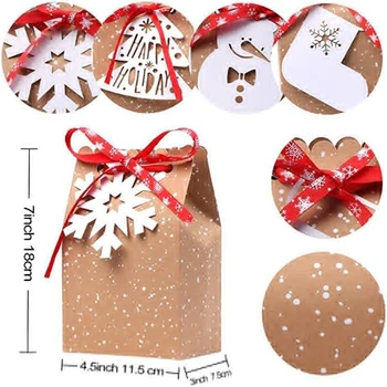 

Packing Paper bags Food Package Kraft Paper With Tag Cute Decor Christmas