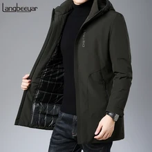 Высший сорт зимние модные брендовые мужские пуховики с капюшоном Корейская уличная одежда пуховые пальто длинная теплая мужская одежда