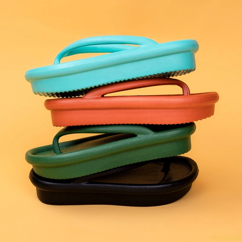 

2021 Summer Platform Flip Flops Women Outdoor Designer Women Slippers Wedges Solid Color Slides High Heels Shoes Female Slides