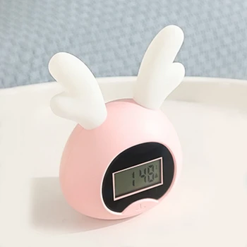 

Cute Lighted Antlers Wake Up Digital Alarm Clock for Kids Press Control USB Charge Large Display LED Night Light Clock