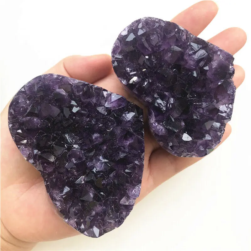 1 Piece Natural Uruguay Amethyst Geode Crystal Heart Cluster Deep Purple Specimen Decoration Natural Quartz Crystals