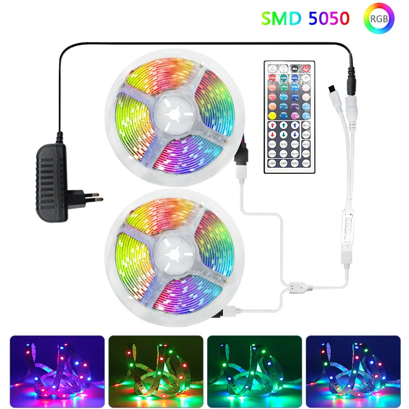 5 м 10 SMD 5050 RGB Светодиодная лента Водонепроницаемая с ИК пультом дистанционного