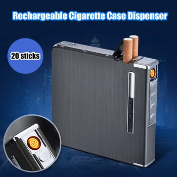 

New 20 Sticks Rechargeable Smoke Case Dispenser with Built in Torch Lighter 2020 hot new products Spot supplier Dropshipping Se