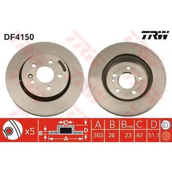 TRW DF4150 Диск тормозной передн MERCEDES-BENZ: M-CLASS 98-05