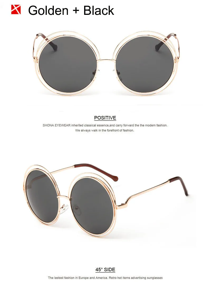 SHAUNA Vintage Oversize Round Sunglasses Women Alloy Around Hollow Frame Brand Designer Fashion Circling Frog Sun Glasses UV400 sunglasses for women