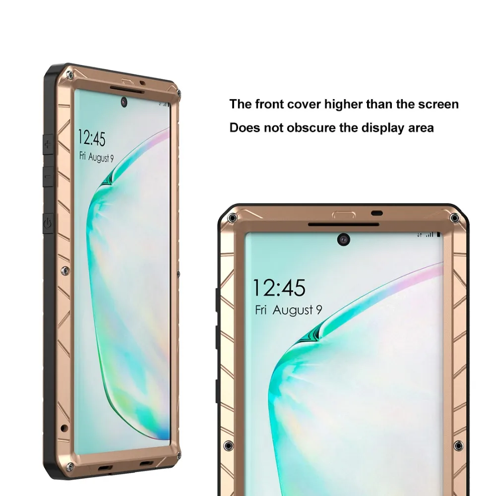 Для samsung Galaxy Note 10 твердый корпус для телефона Алюминиевый металлический протектор экрана из закаленного стекла для Note 10 Plus защитный чехол