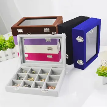 

24 Grid Wooden Jewelry Packaging Boxes For Ring Earrings Colar Jewelry Organizer Storage Joyeros Organizador de joyas