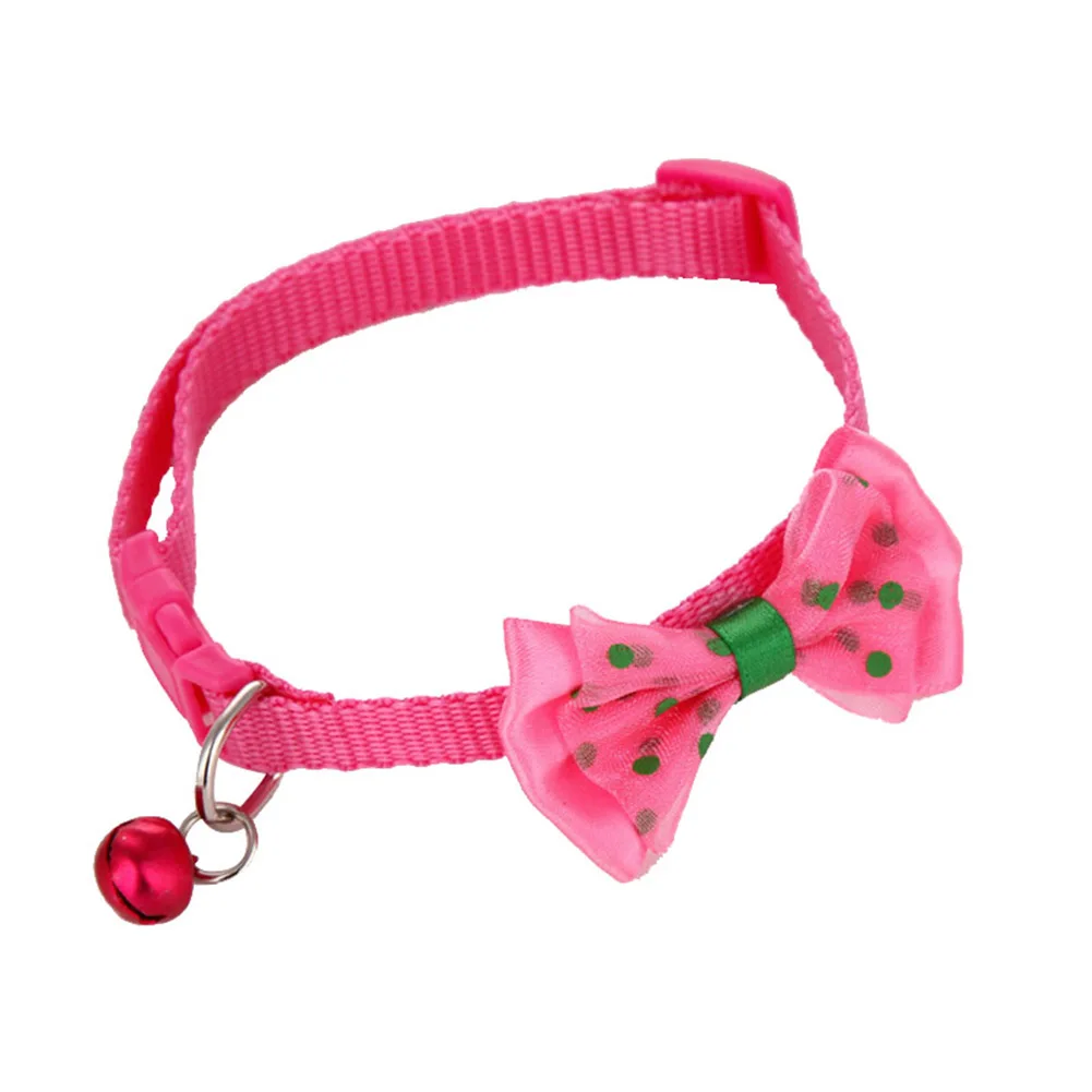 Rose Red Лидер продаж, 1 шт., ошейник с бантом для домашних животных, с колокольчиком, собачкой, щенком, котом, бантиком, ремнем на шее, для одежды, XJS789 - Цвет: Rose Red