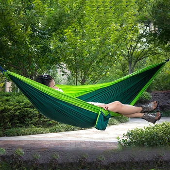 

New Portable Double Camping Hammock Parachute Nylon Spinning Cloth Sleeping Swing Hammock For Outdoors Backpacking Travel Beach