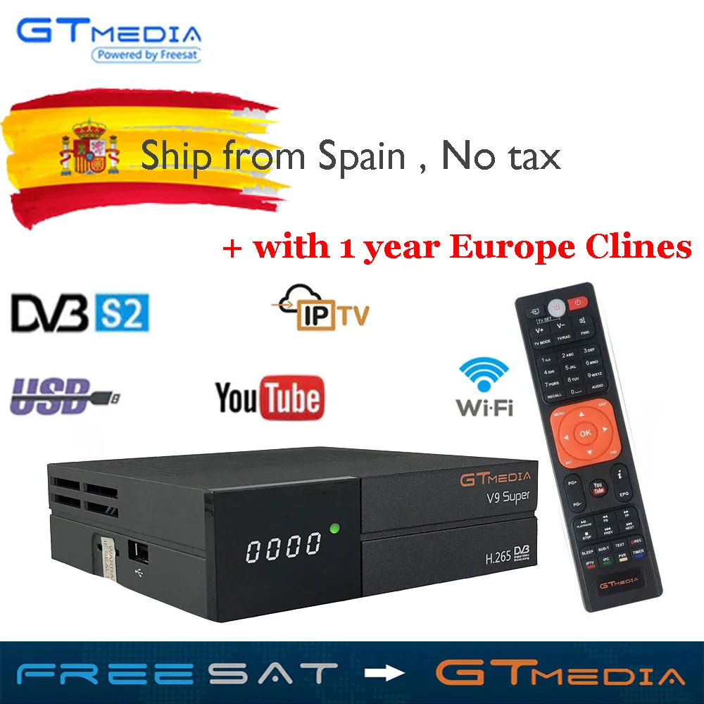Супер Спутниковый ресивер GTmedia V9 Freesat V9 супер обновленный GTmedia V8 Nova V8 Super с CCcam Cline для 1 года Европы